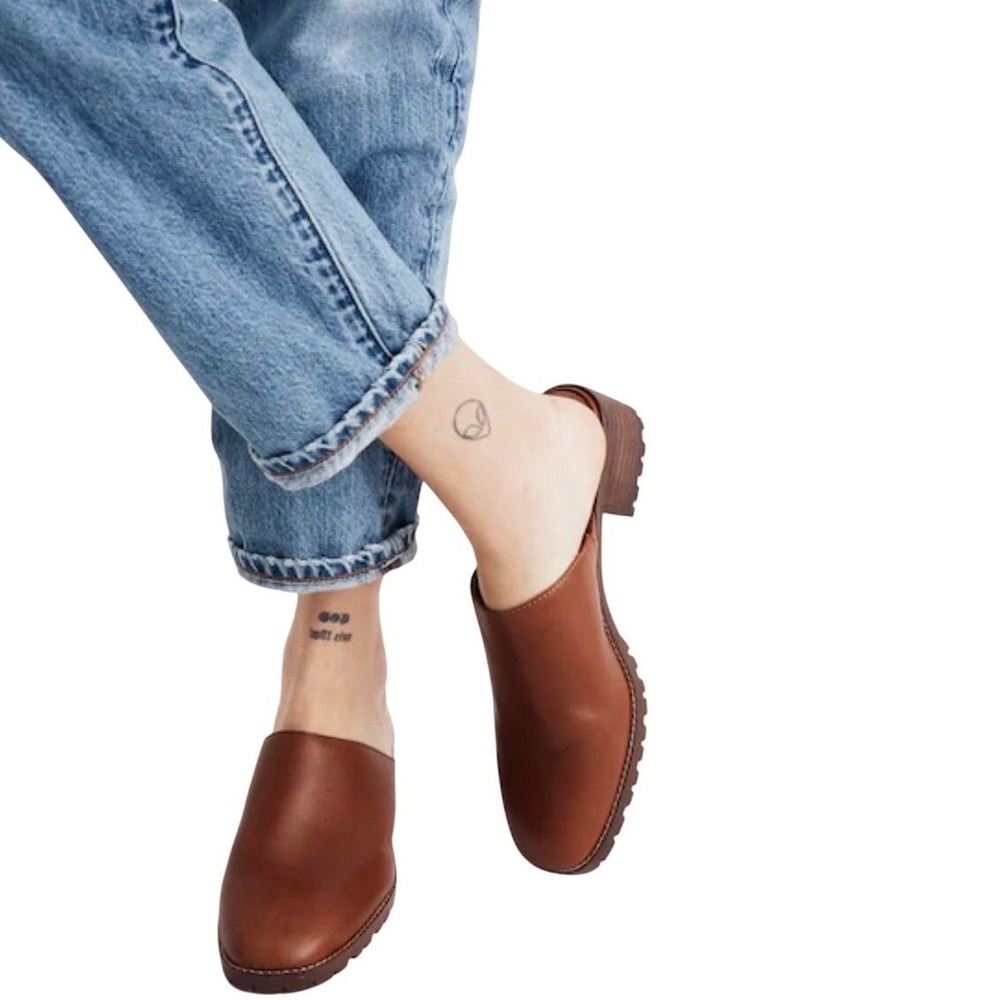 Madewell The‎ Mindy Lugsole Leather Mule in Dried Maple size 8 NWOB Minimalist